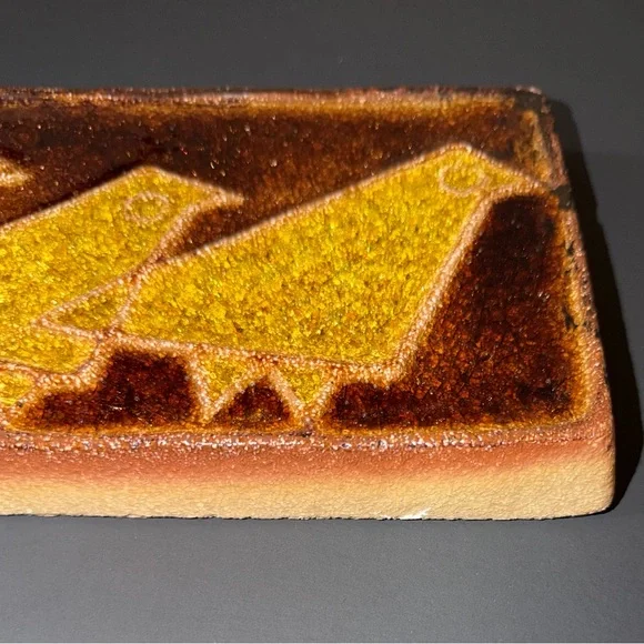 Mid Century Modern 1960s Danish Ceramic Soholm Stentoj Wall Plaque 4 Birds Rare